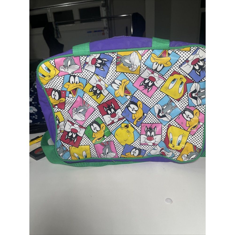 Vintage‎ 90s Looney Tunes Messenger Tote Bag 1993 Warner Bros Tweety Daffy Bugs